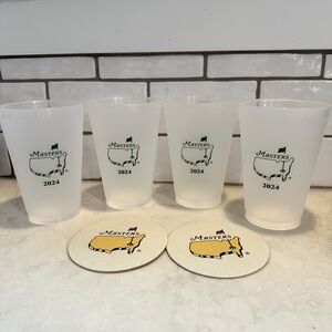 Set of 4 Masters 2024 frosted cups + 2 coasters